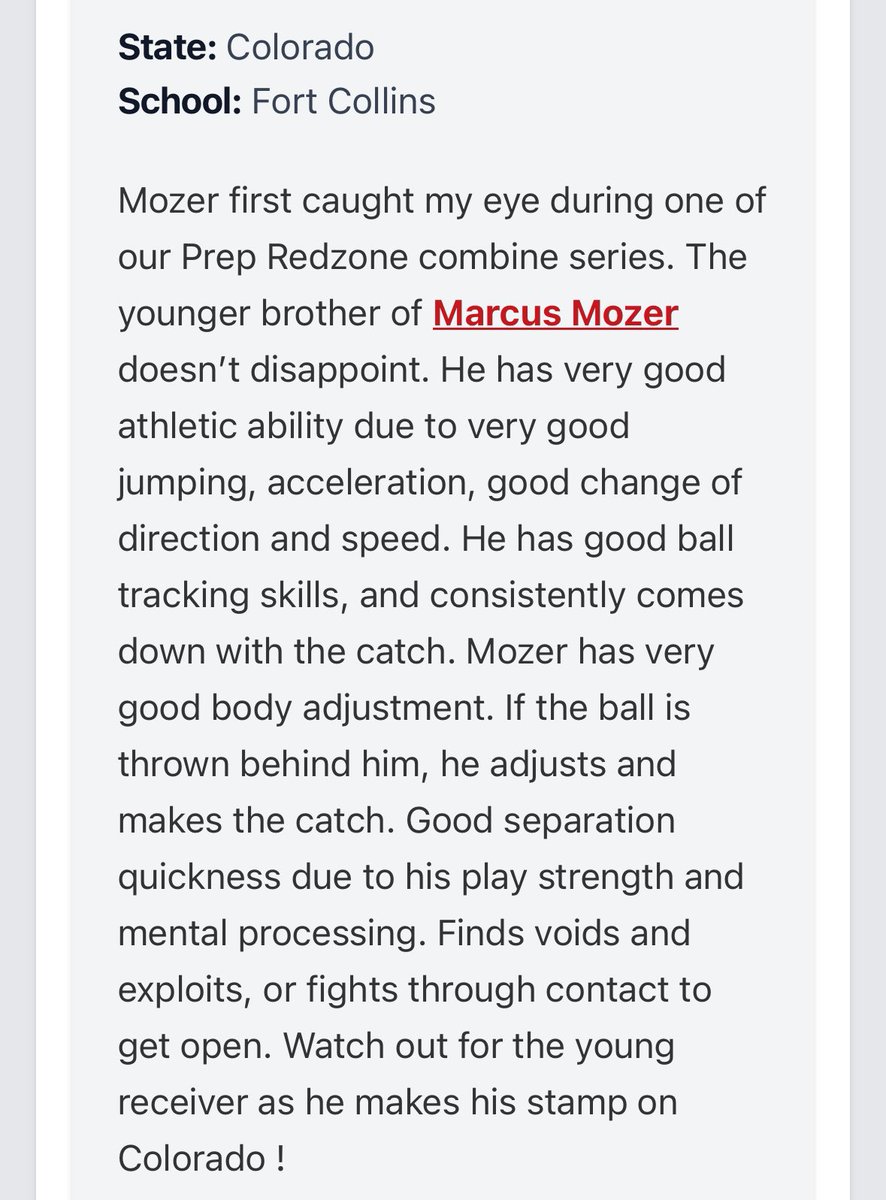 Thank you <a href="/MattT8Scouting/">Matt Tate</a> for the write-up. <a href="/FortCollinsFB/">Fort Collins Football</a> <a href="/TeamFullGorilla/">Team Full Gorilla</a>