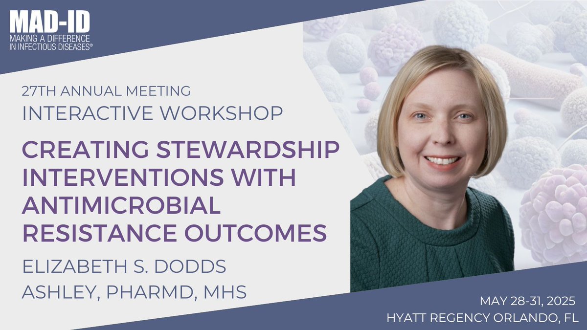 MAD-ID The Antimicrobial Stewardship Meeting®️ (@mad_id_asp) on Twitter photo 🚀 Learn from Dr. Dodds Ashley at #MADID2025 about NHSN AUR Applications and its utility in improving antibiotic use! 📊💡🦠
Register today! mad-idmembership.vfairs.com 🗓️
<a href="/The_Real_LDA/">Libby Dodds Ashley</a> <a href="/SIDPharm/">SIDP</a> <a href="/SHEA_Epi/">SHEA</a> <a href="/accpinfdprn/">ACCP INFD PRN</a> 🚀 Learn from Dr. Dodds Ashley at #MADID2025 about NHSN AUR Applications and its utility in improving antibiotic use! 📊💡🦠
Register today! mad-idmembership.vfairs.com 🗓️
<a href="/The_Real_LDA/">Libby Dodds Ashley</a> <a href="/SIDPharm/">SIDP</a> <a href="/SHEA_Epi/">SHEA</a> <a href="/accpinfdprn/">ACCP INFD PRN</a>