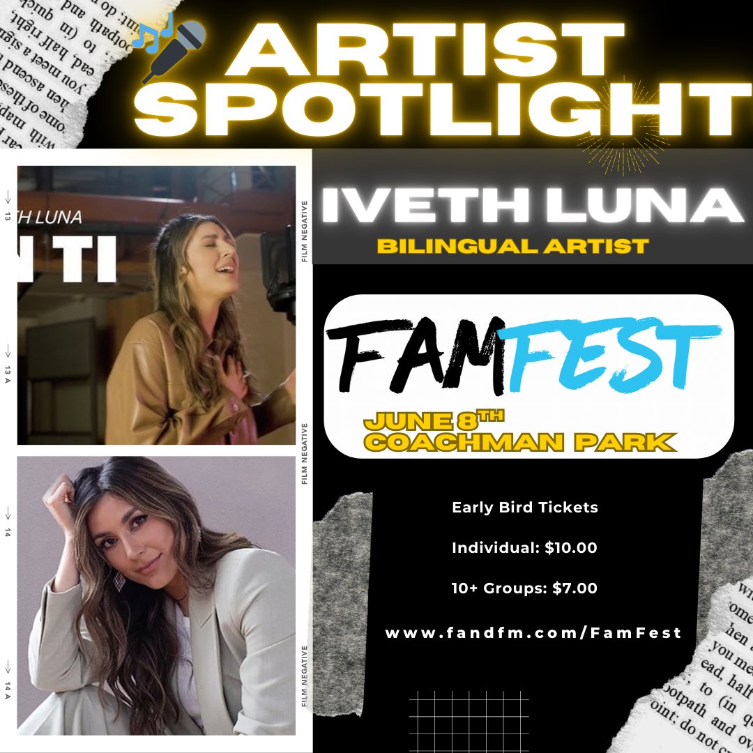 fandfmonth's tweet photo. We’re so excited to welcome @ivethlunamusic to #FAMFEST 2025 | Music • Faith • Family Fun! Don’t miss her powerful voice and message on June 8. Tickets at https://t.co/O3bAUxkA5Q #HIGHLIGHT @MMalagies https://t.co/Fv2cAGYFso