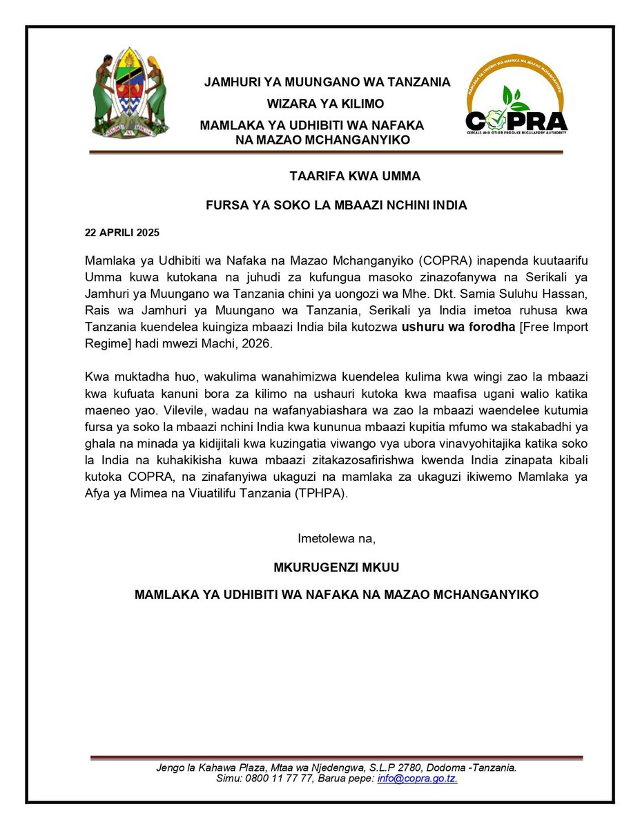 FURSA YA SOKO LA MBAAZI NCHINI INDIA