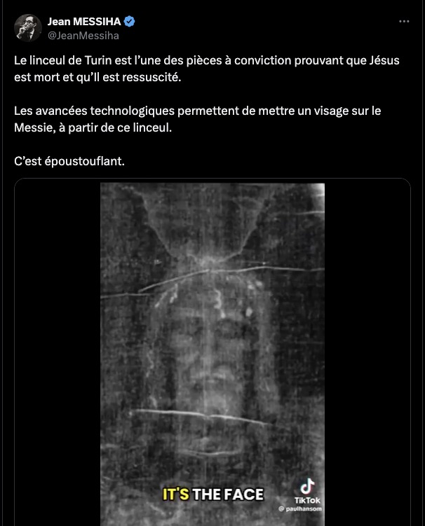La seule chose dont on est sûr à propos du Suaire de Turin, c'est qu'il est aussi authentique que les cheveux de Jean Messiha.