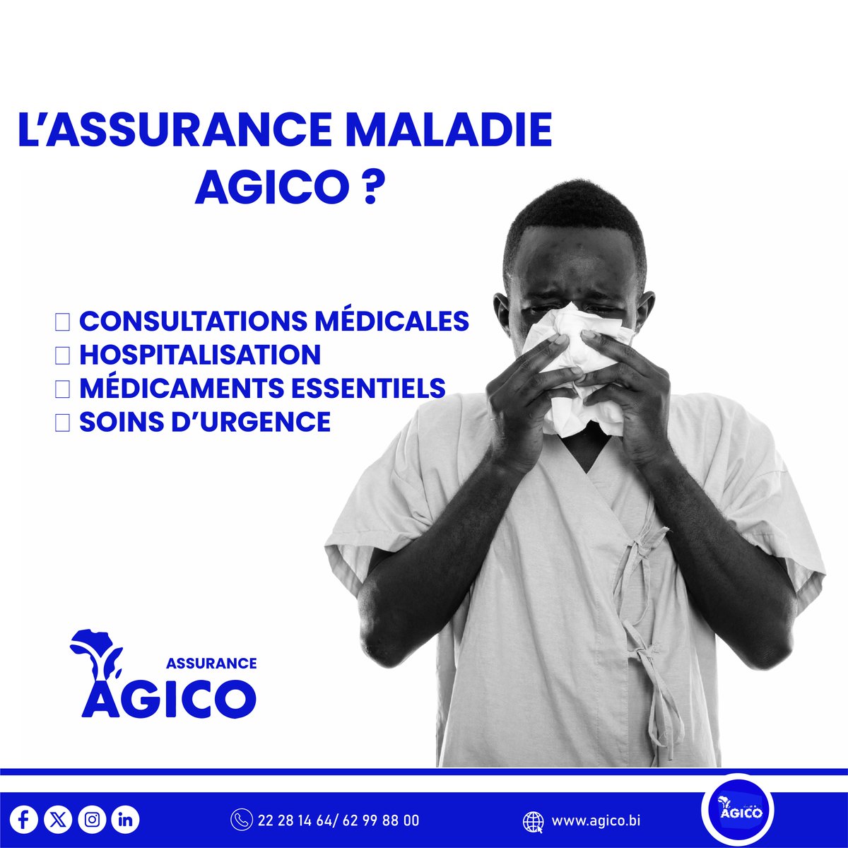 agicoburundi's tweet photo. 🔍 Que couvre l’Assurance Maladie AGICO ?
✅ Consultations médicales
✅ Hospitalisation
✅ Médicaments essentiels
✅ Soins d’urgence
🎯 Soyez protégé contre les imprévus de santé.
AGICO est là quand vous en avez le plus besoin.
#AGICO #Burundi #Abatwip https://t.co/vfxqCqpAd7