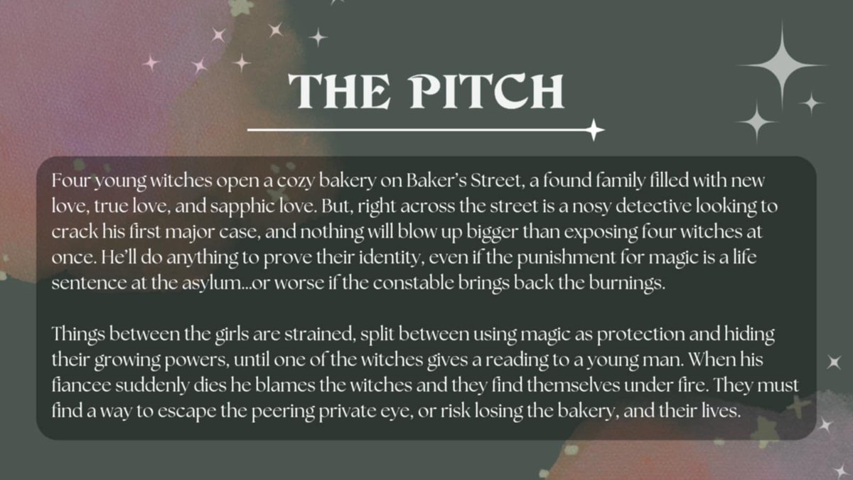 LKCarter_Author's tweet photo. #LCSLitPitch25 #a #f #r #cozy #magicrealism
Four young witches open a Bakery together, but their magical secrets start to spill. If they're discovered they could be set aflame or worse, it could ruin their love lives!
#disrep #own #lgbtqa https://t.co/rquAdn2C85