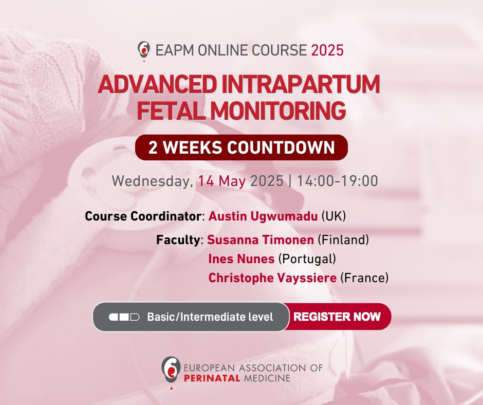 2 weeks left to advance your knowledge and expertise on  #Intrapartum #Fetal #Monitoring.

Join us online on Wednesday, 14 May 2025.
Register now👉: bit.ly/Fetal-Monitori…

#obgyn #fetus #fetalmedicine #perinatalmedicine #midwife #laboranddelivery #safebirth