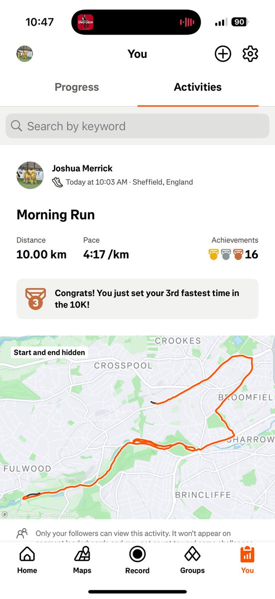 Josh_Merrick8's tweet photo. In just less than a month I will be running the Manchester half marathon in order to raise money for the charity mind, so far I’ve managed to raise £443 and am very close to reaching my goal of raising £500, any donations no matter how small would be really appreciated https://t.co/SenWvJ0grt