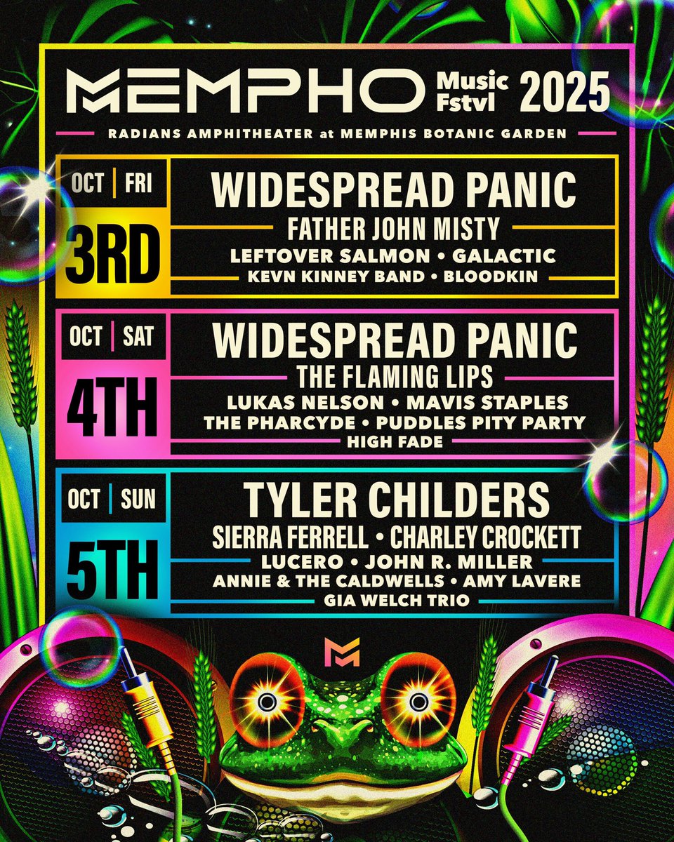 The wait is over. 🙌 Check out this year’s MEMPHO Fest lineup! We can’t wait to see you Oct. 3-5 at Radians Amphitheater in Memphis Botanic Garden. Limited-time, discounted 3-day, 2-day and 1-day passes are on sale now! Get yours today at memphofest.com.