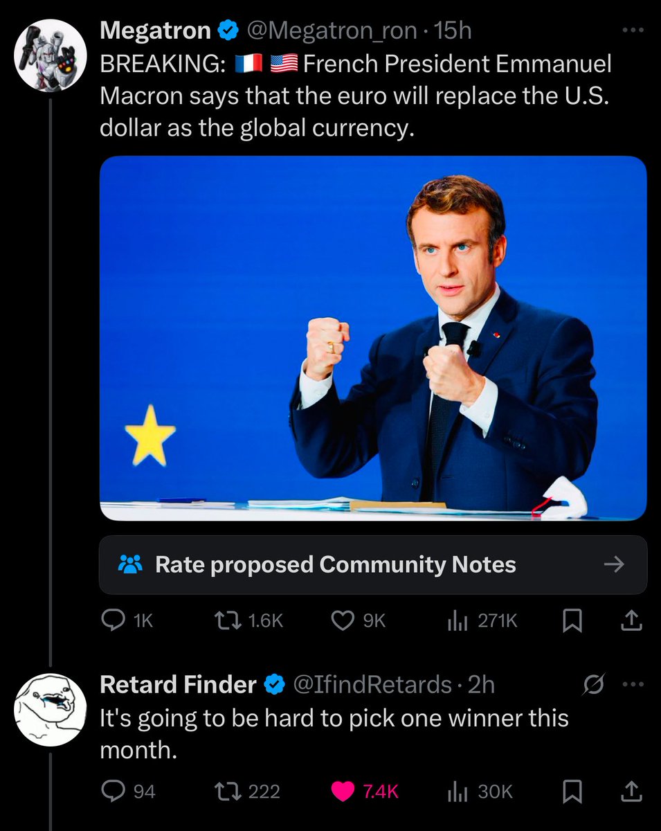 Macron désigné débile du mois par le compte Retard Finder…