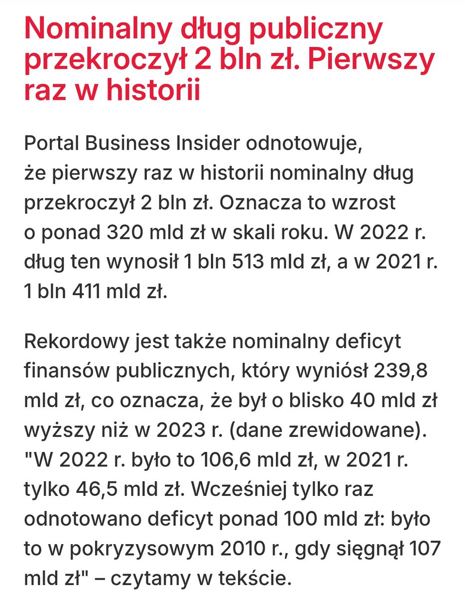 ♦️Polska w totalnej katastrofie finansowej.
♦️Nigdy w historii nie było jeszcze tak źle, jak za rządów Tuska.
♦️Półtora roku wystarczyło Tuskowi, by zrujnować Polskę.
⬇️