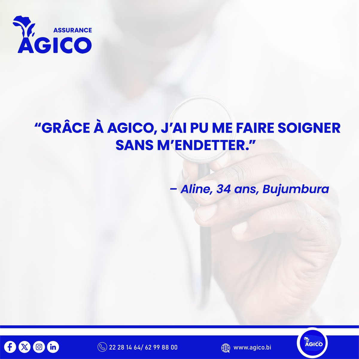 agicoburundi's tweet photo. 🗣️ “Grâce à AGICO, j’ai pu me faire soigner sans m’endetter.”
– Aline, 34 ans, Bujumbura
Nos assurés témoignent : AGICO Maladie, c’est plus qu’une assurance, c’est un soutien au quotidien.
#Burundi #AGICO #Abatwip https://t.co/ENi3KivNuA