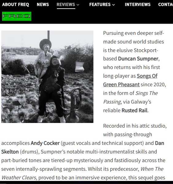 Kind words from FREQ about the new Songs of Green Pheasant album! freq.org.uk/reviews/roundu…

#songsofgreenpheasant #rustedrail #bandcamp