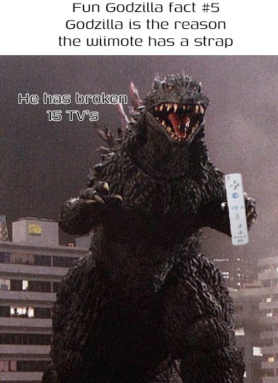 CaduceusMs's tweet image. So many tv's lost to his recklessness. 

#wiimote #funfact #godzilla