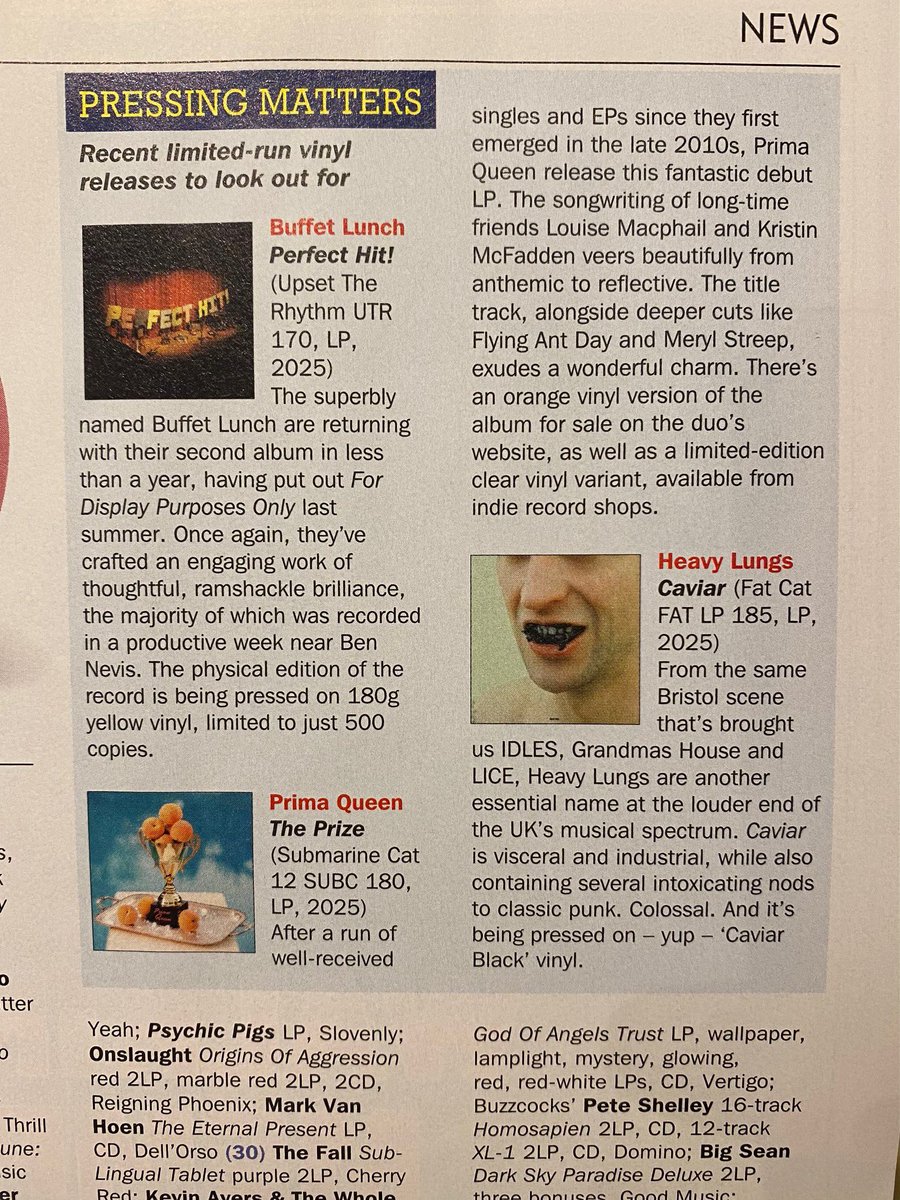 Super Cat PR (@supercatpr) on Twitter photo Big thanks <a href="/RecCollMag/">Record Collector Mag</a> x <a href="/charlieashcroft/">Charlie Ashcroft</a> for spotlighting both Prima Queen (<a href="/prima__queen/">Prima Queen</a>) & Heavy Lungs’ LPs in their latest issue 🔥
Pick up your copy here: recordcollectormag.com/issues-list Big thanks <a href="/RecCollMag/">Record Collector Mag</a> x <a href="/charlieashcroft/">Charlie Ashcroft</a> for spotlighting both Prima Queen (<a href="/prima__queen/">Prima Queen</a>) & Heavy Lungs’ LPs in their latest issue 🔥
Pick up your copy here: recordcollectormag.com/issues-list