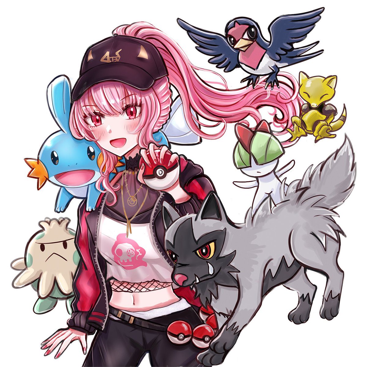 Pokemon trainer Calli with her current team! #callillust  #カリイラスト
