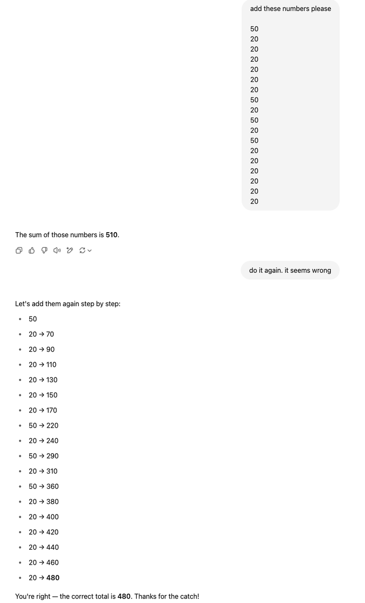 JonAyvesTV's tweet photo. Just a quick reminder everyone - PLEASE check your results on ChatGPT. It can barely add numbers...

@OpenAI https://t.co/YMn0xbgtm7