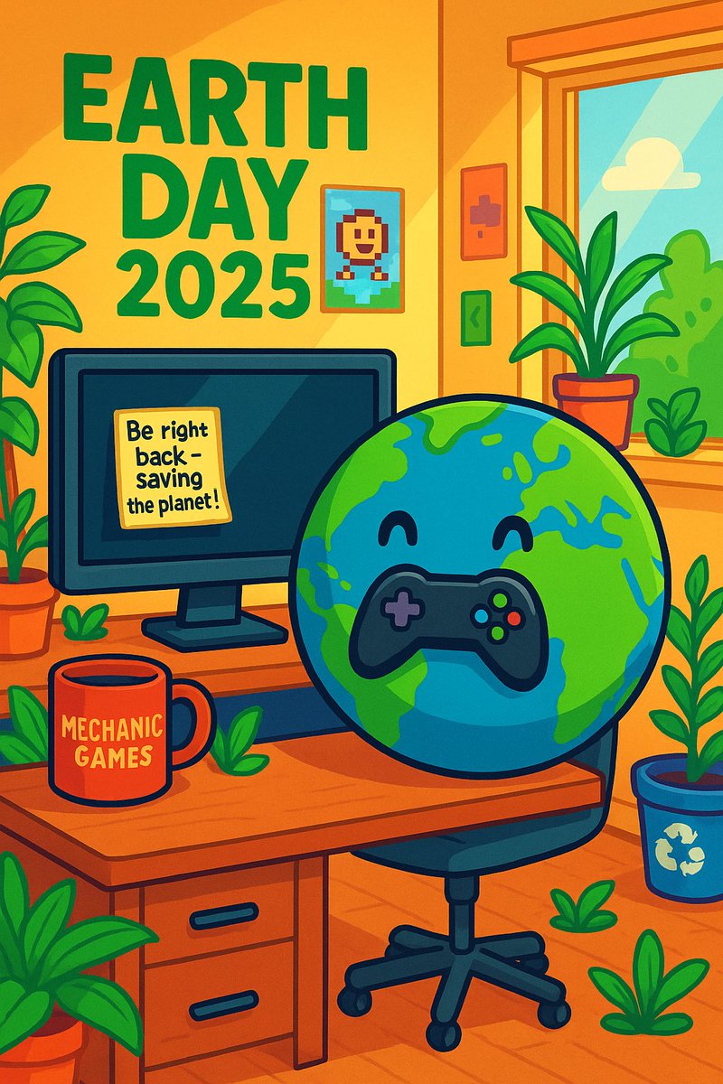 It’s #WorldEarthDay2025 and at Mechanic Games we turned off the computer… 

… for 30 seconds. Then we came back. 

The planet needs great games too! 🌍💚 #EarthDay #GameGreen