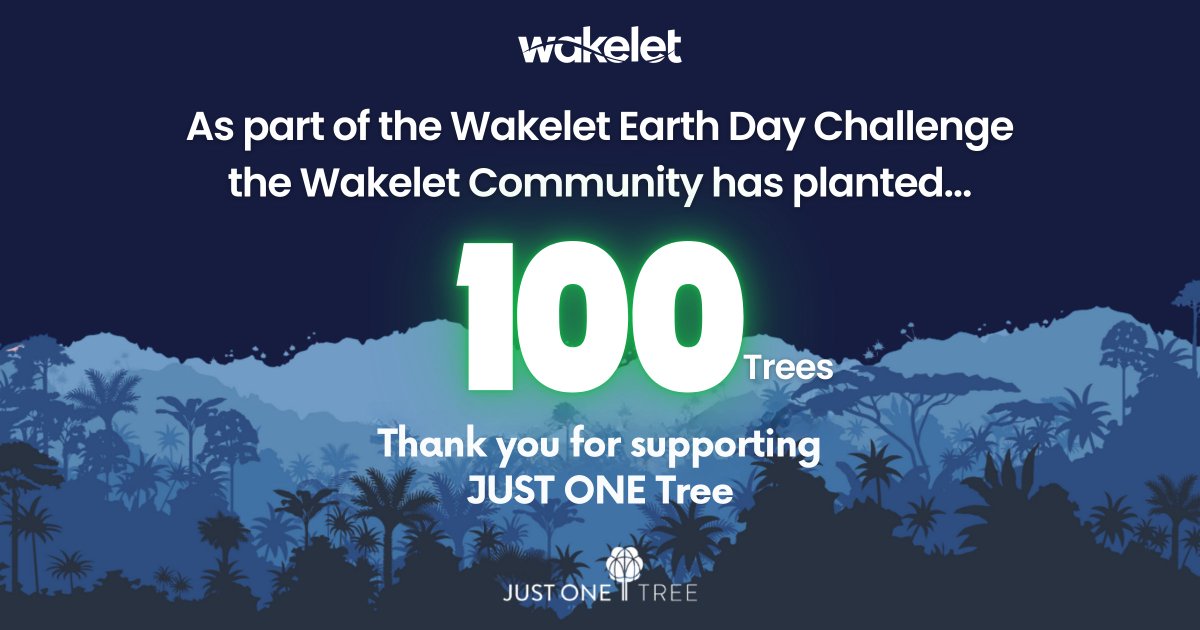 🌍 Happy Earth Day! 🌱

The #WakeletEarthDayChallenge has officially ended, and thanks to the support of our Community, we’ve donated £100 to <a href="/JUST_ONE_Tree/">JUST ONE Tree</a>!

That means 100 new trees will be planted, and over the next 25 years, they’ll remove approximately 30.8 tonnes of carbon