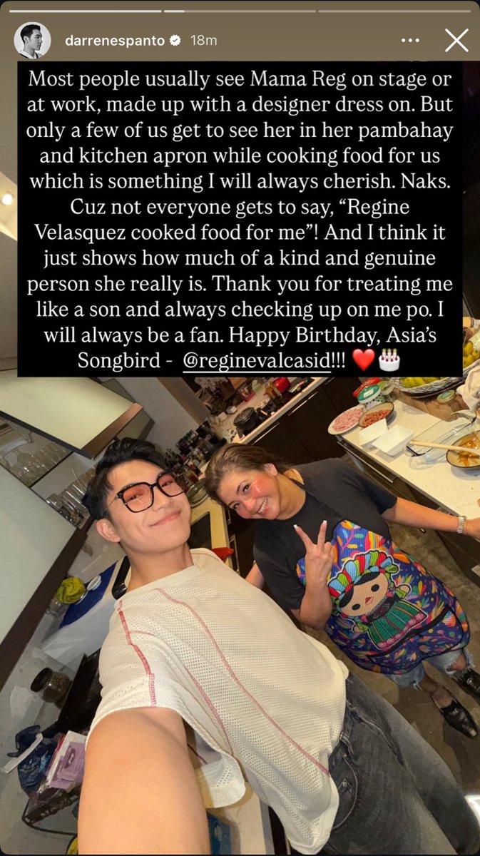 everythingrva_'s tweet photo. “Thank you for treating me like a son and always checking up on me po. I will always be a fan.” - Darren Espanto 

#HappyBirthdayQueenREGINE
HBDAsiasSongbird REGINE https://t.co/SvVpFVqfAP