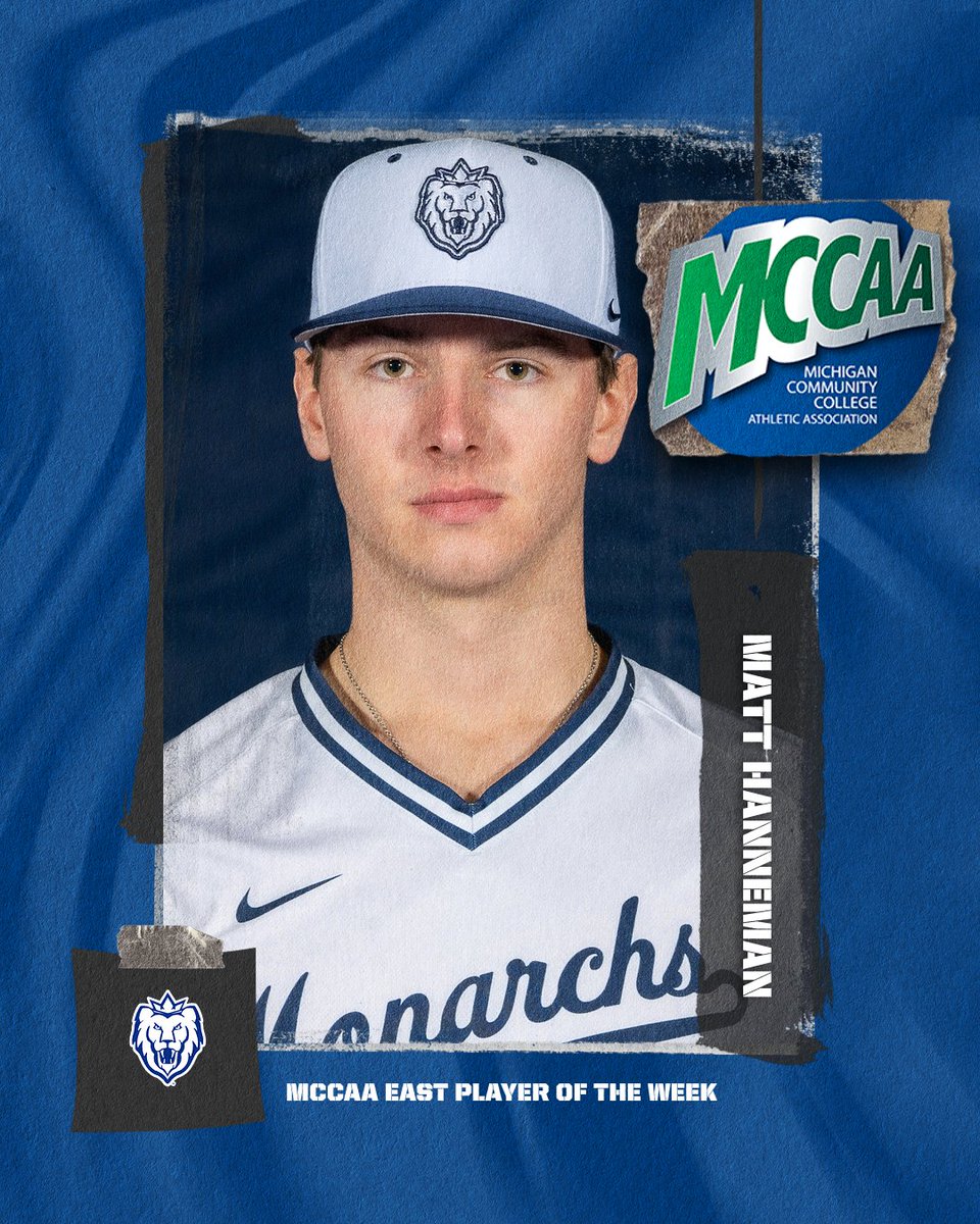 MCCAA (@mccaa1926) on Twitter photo Quite the week! 👏
<a href="/MacombBaseball/">Macomb Baseball</a> sophomore Matt Hanneman led the Monarchs to a 6-0 week behind five extra-base hits (HR, 3 3B, 2B) and drove in eight runs while slashing .529/.571/1.118 to earn MCCAA East Player of the Week honors! Quite the week! 👏
<a href="/MacombBaseball/">Macomb Baseball</a> sophomore Matt Hanneman led the Monarchs to a 6-0 week behind five extra-base hits (HR, 3 3B, 2B) and drove in eight runs while slashing .529/.571/1.118 to earn MCCAA East Player of the Week honors!