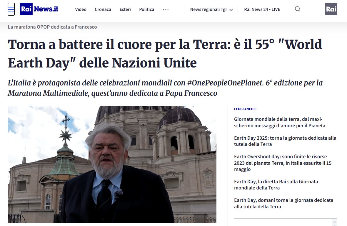 La #transizioneecologica della #CittàdelVaticano voluta da #PapaFrancesco raccontata da <a href="/wganapini/">Walter Ganapini</a> nella maratona #OnePeopleOnePlanet in streaming per la #giornatamondialedellaterra su <a href="/RaiNews/">RaiNews</a> 👉 t.ly/XlxYC
 #iocitengo #earthday25 #22aprile2025
