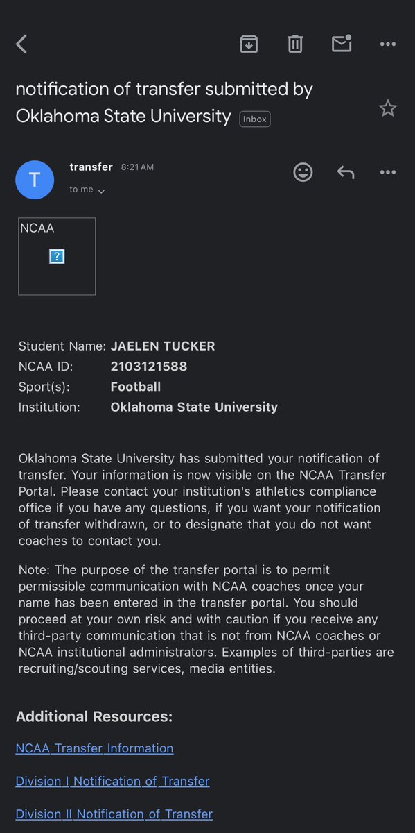 Today I announce my entry into the transfer portal. This place has been home, where teammates became brothers and coaches.
While my heart is heavy leaving the people who believed in me, I know this step is necessary for my growth.