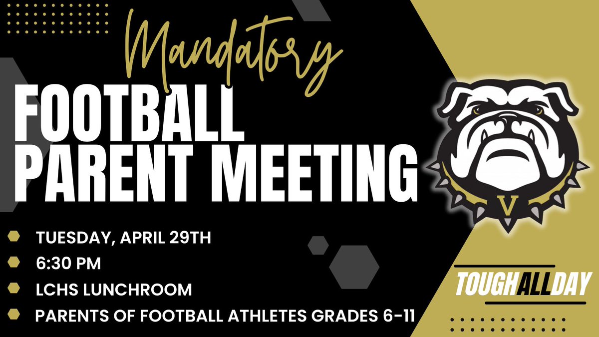 Mandatory Parent Meeting Tuesday, April 29th at 6:30