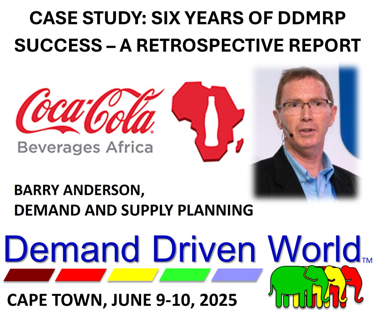 ddinstitute's tweet image. Join us in Cape Town this June for Demand Driven World 2025, part of the SAPICS 47th Annual Conference. Listen to Barry Anderson from Coca-Cola Beverages Africa tell their #DDMRP transformation story. Registration and Information: demanddrivenworld.com/2025-informati…
#SAPICS2025 #DDW2025