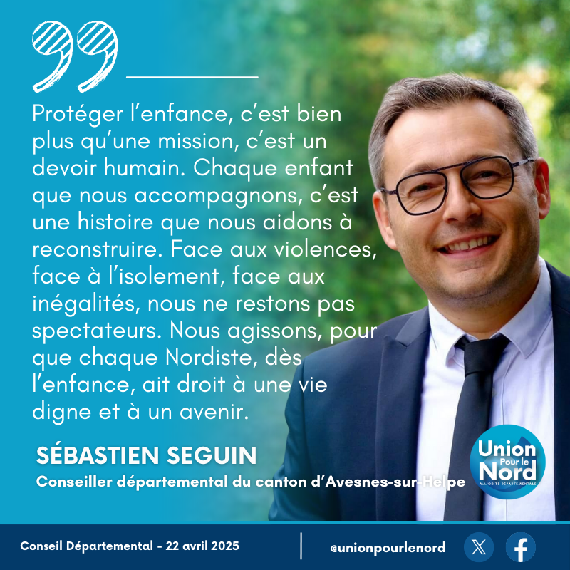 [🔴 Direct #cd59] Sébastien Seguin, Conseiller Départemental du #Nord est intervenu en séance plénière pour la majorité départementale
<a href="/unionpourlenord/">Union Pour le Nord</a> afin de soutenir les budgets 2025 Enfance, Famille, Jeunesse, Santé et Prévention et Lutte contre les Violences Intrafamiliales
