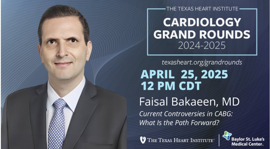 Joseph Coselli, MD (@jcoselli_md) on Twitter photo Looking forward to <a href="/FaisalBakaeen/">Faisal Bakaeen MD</a> coming to Houston to present at THI Grand Rounds this Friday to discuss Controversies in CABG.
#aortaEd Looking forward to <a href="/FaisalBakaeen/">Faisal Bakaeen MD</a> coming to Houston to present at THI Grand Rounds this Friday to discuss Controversies in CABG.
#aortaEd