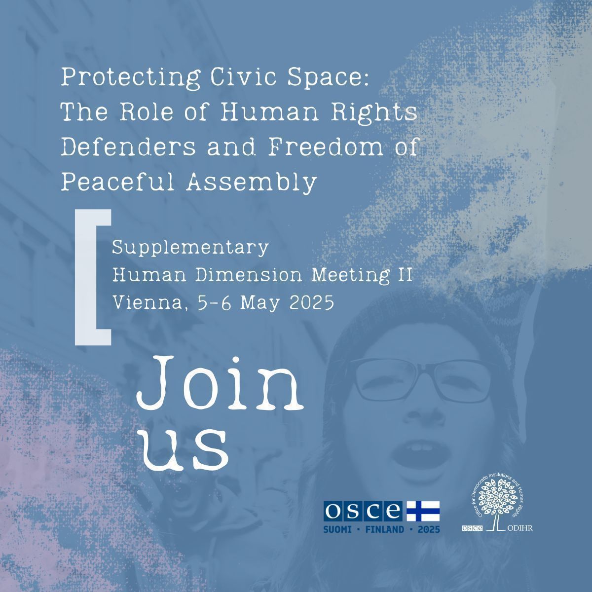 OSCE/ODIHR (@osce_odihr) on Twitter photo ⚠️ Last chance:
Join ODIHR and <a href="/Finland_OSCE/">Finland in the OSCE</a> on 5-6 May and discuss how to protect civic space in the present and for the future, ensuring human rights defenders can work safely and effectively.
🟣 Register by 17:00 CEST on Wed, 23 April: buff.ly/Zfrh2wY ⚠️ Last chance:
Join ODIHR and <a href="/Finland_OSCE/">Finland in the OSCE</a> on 5-6 May and discuss how to protect civic space in the present and for the future, ensuring human rights defenders can work safely and effectively.
🟣 Register by 17:00 CEST on Wed, 23 April: buff.ly/Zfrh2wY