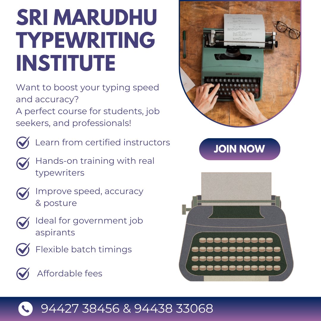 SriMarudhu_1970's tweet photo. Address: 44 Agraharam, Thottiyam, Trichy dt. 621 215
(near Sai Baba Temple)
#Thottiyam
#Typewriting https://t.co/6ACajRvT35