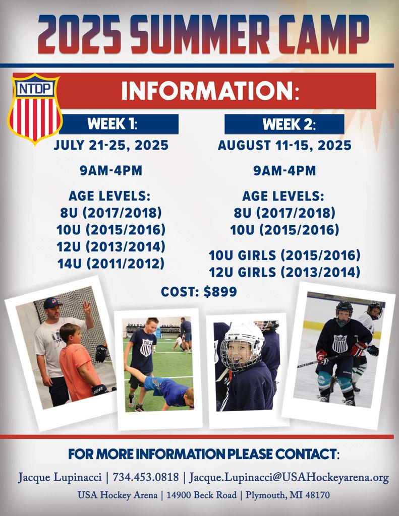 REGISTER NOW FOR THE 2025 USA HOCKEY SUMMER CAMP

Daily Schedule Includes:
🔴- Two on Ice Sessions
🔴- One Classroom Session
🔴- One Dry Land Session
🔴- Lunch

Further information will be released closer to kickoff of camp!

LINK ➡ apps.daysmartrecreation.com/dash/x/#/onlin…