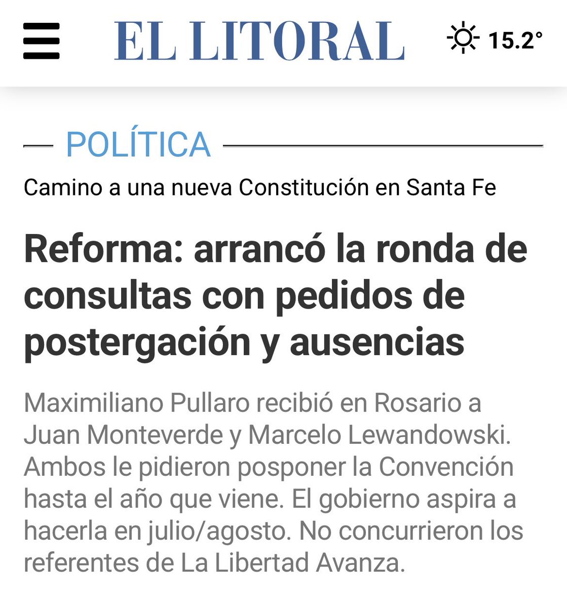 El pedido de toda la oposición es prácticamente unánime. No es postergar, es empezar a trabajar hoy y durante todo un año para tener una constitución a la altura de los tiempos. Si después de 60 años la reforma se hace en 60 días sólo servirá para que el gobernador pueda tener su