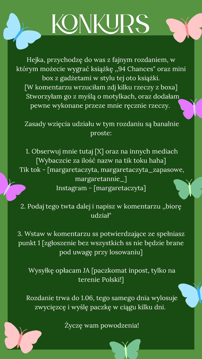 _Margaret_Annie's tweet photo. ‼️RT MILE WIDZIANE‼️

ROZDANIE!!!!

hejka, jak obiecałam, mam dla was szybkie rozdanie z #papierowechances 

Niżej w grafice macie wszystkie informacje, w razie potrzeby chętnie odpowiem na wasze pytania

#TwitteroweKsiazkary https://t.co/DNF3z7GGeL