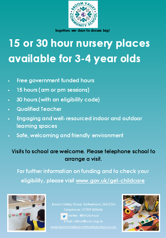 Nursery places available for September 2025! 

Please contact the school office if you would like to arrange a visit to school or to place your child's name on our nursery list.