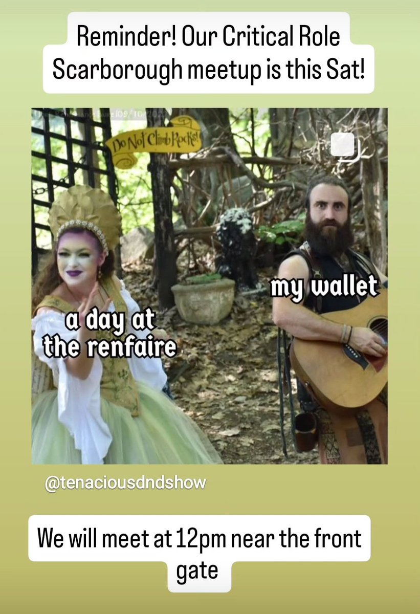 We are having a Critical Role meet-up at Scarborough Renaissance Fair this Saturday, 4/26!