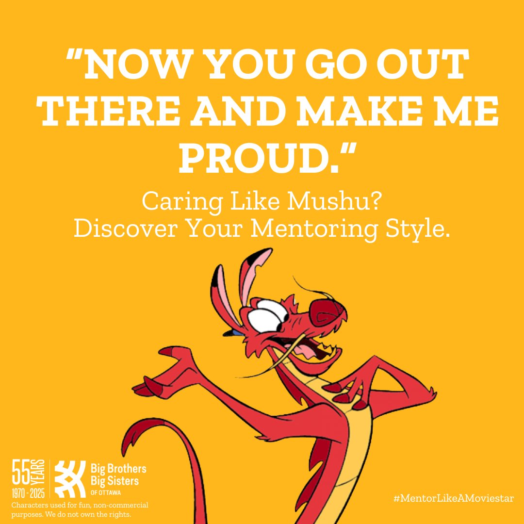 🎥Ready to guide and inspire like a legendary movie mentor?

Take our quiz to discover your mentoring style and learn how you can best support and empower a youth in Ottawa on their journey!

⭐Take the Quiz! &gt; quiz.tryinteract.com/#/67f4032f52dd…

#MentorLikeAMoviestar #BBBSO