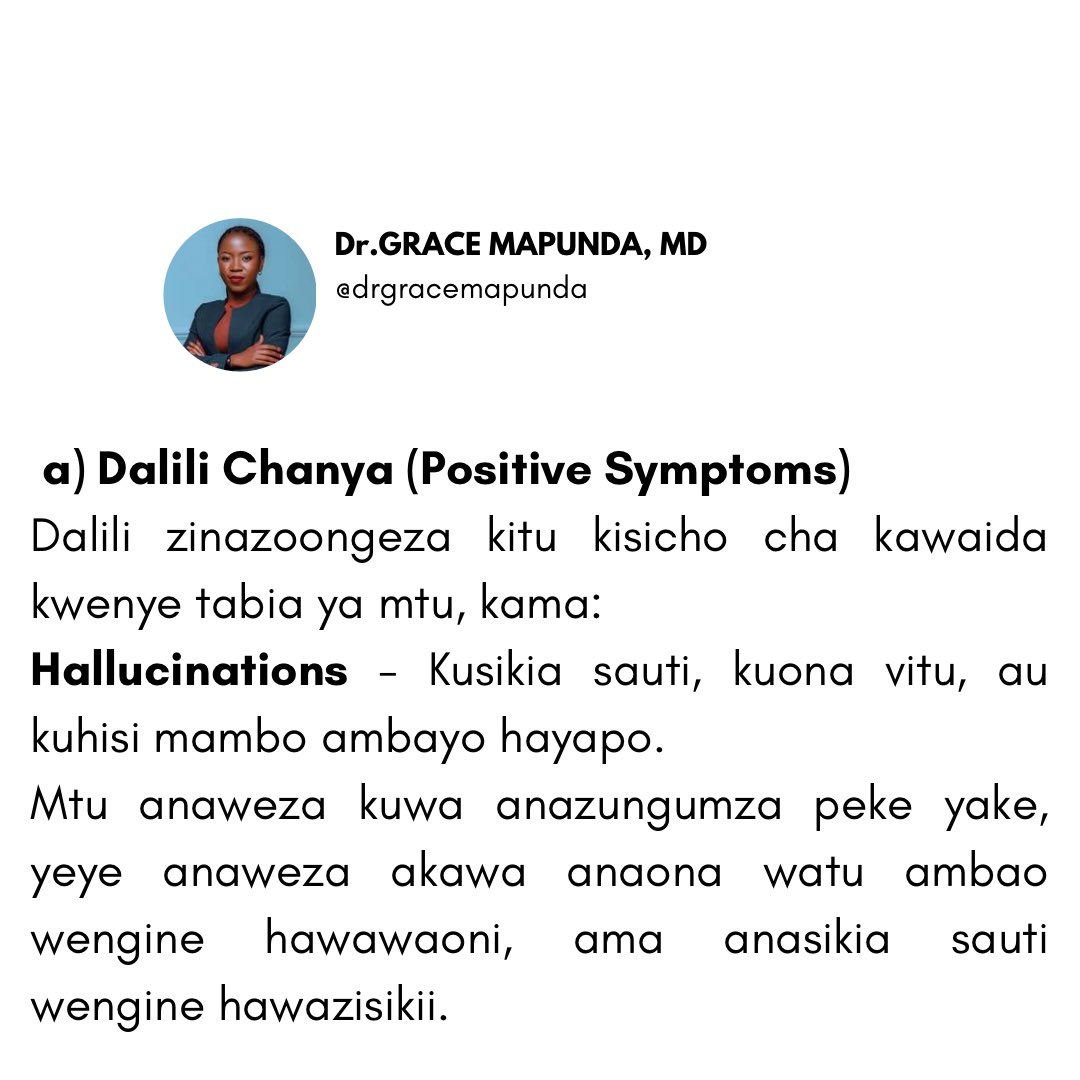 DrGraceMapunda's tweet photo. Swipe for more >>>> AFYA YA AKILI

Kumekuwa na maswali mengi juu ya magonjwa ya akili. 

Ni muhimu kufahamu  kuhusu AFYA YA AKILI na UGONJWA WA AKILI.

Karibu tuendelee kujifunza zaidi ili kuvunja unyanyapaa wa AFYA YA AKILI.

#afyayaakiliniafya
#sononakazini📚 https://t.co/s2LNqgOzvY