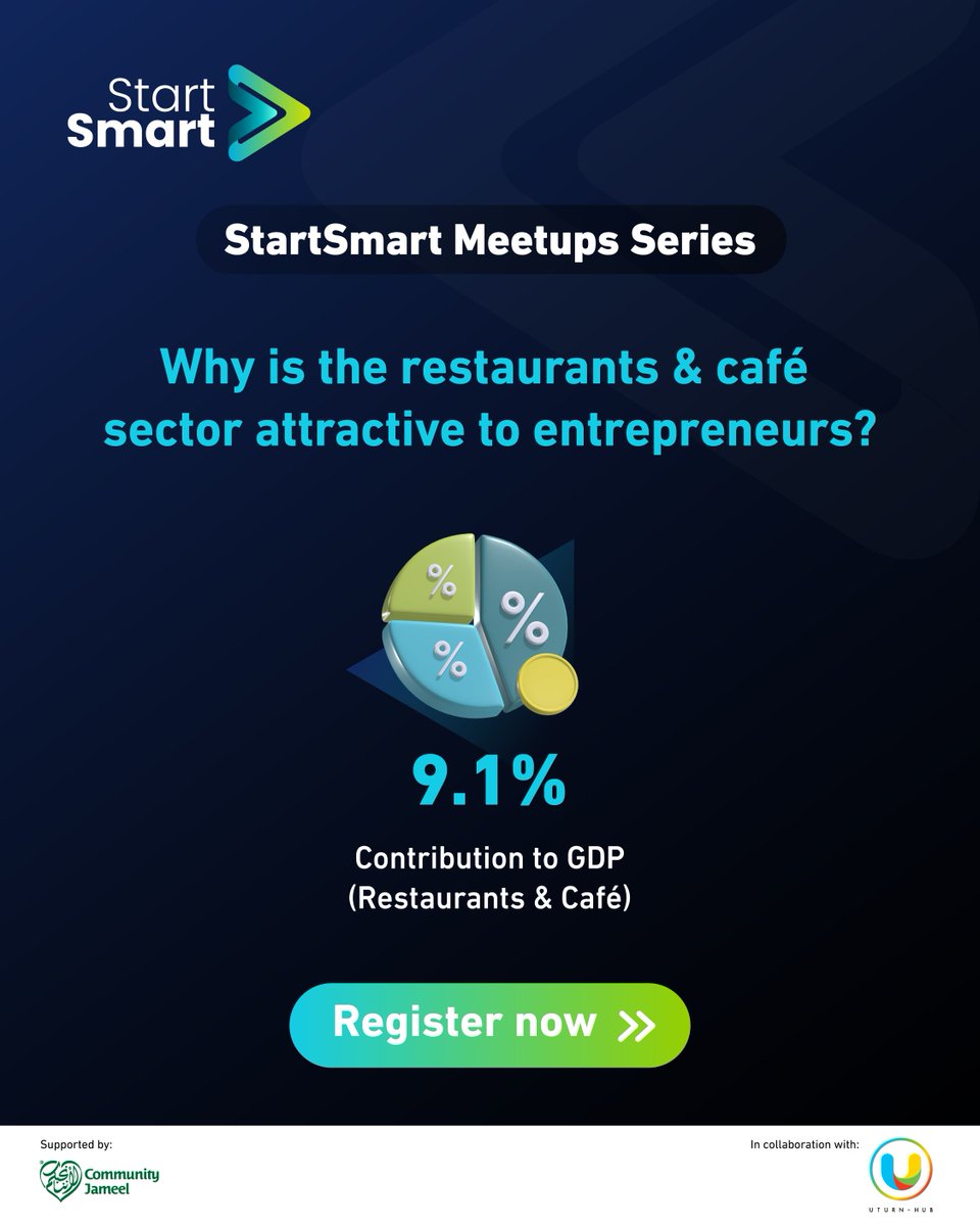 startsmartsaudi's tweet image. The restaurant and café sector has recently witnessed remarkable and rapid growth, driven by evolving consumer preferences and new enablers that are creating more entrepreneurial opportunities.

Join us in the upcoming #StartSmart meetup to learn more valuable insights about this…