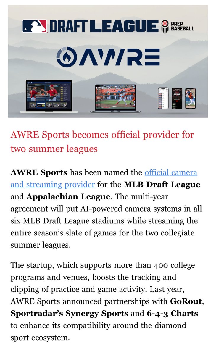 Ken Spangenberg (@kenspang) on Twitter photo When I first got into Sports Tech, <a href="/SBJ/">Sports Business Journal</a> became a daily read for me.
It will never get old seeing <a href="/AWRE_Sports/">AWRE_Sports</a> featured in it 🙌🏻! When I first got into Sports Tech, <a href="/SBJ/">Sports Business Journal</a> became a daily read for me.
It will never get old seeing <a href="/AWRE_Sports/">AWRE_Sports</a> featured in it 🙌🏻!