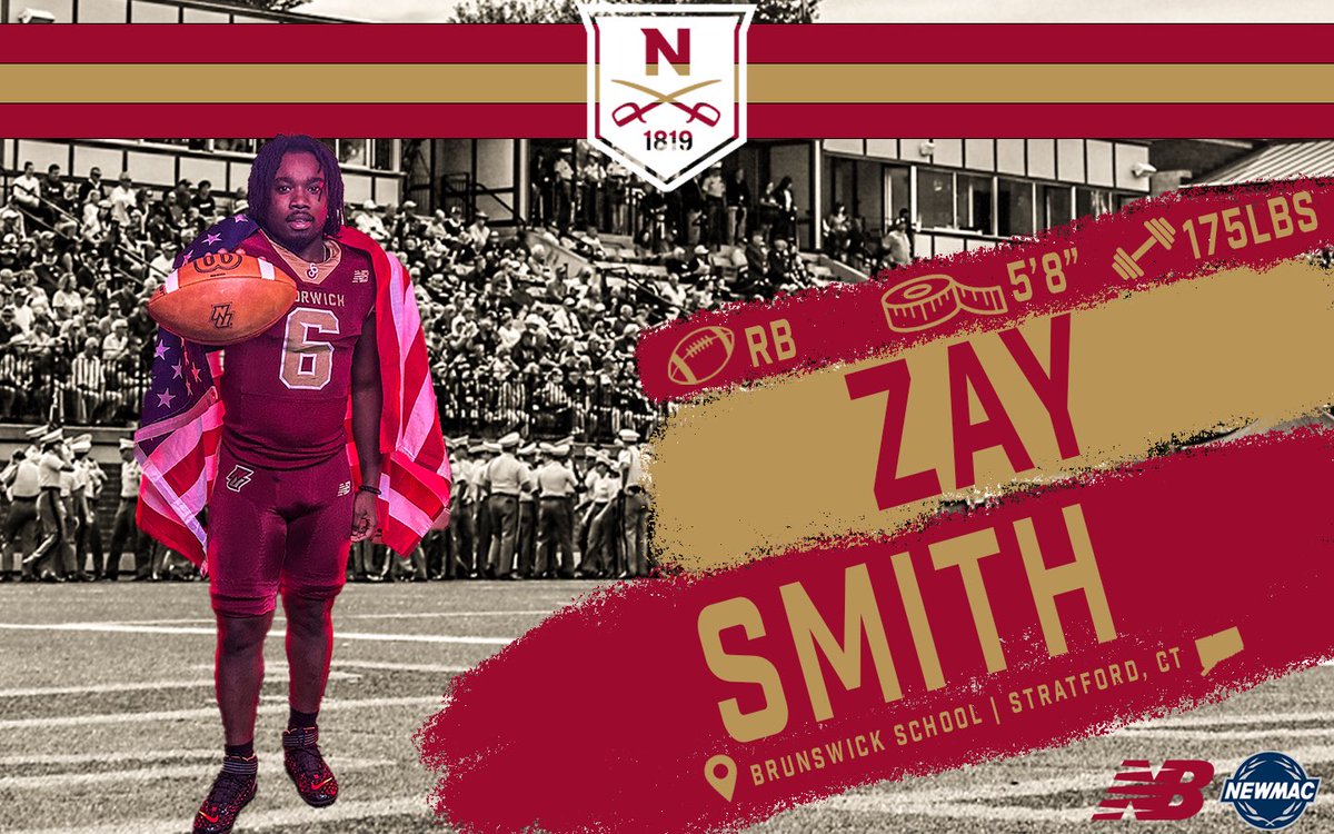 Norwich Football (@norwichfb) on Twitter photo 🖊️Zay Smith
🏈Running Back
⚖️5'8" 175lbs
🎒Stratford, CT
🏫<a href="/Wick_Football_/">Brunswick Football</a> <a href="/Coach_Wayne55/">Coach McGillicuddy</a>
🏆New England Champ
📖Management
🪖Corps of Cadets-Army ROTC 🖊️Zay Smith
🏈Running Back
⚖️5'8" 175lbs
🎒Stratford, CT
🏫<a href="/Wick_Football_/">Brunswick Football</a> <a href="/Coach_Wayne55/">Coach McGillicuddy</a>
🏆New England Champ
📖Management
🪖Corps of Cadets-Army ROTC