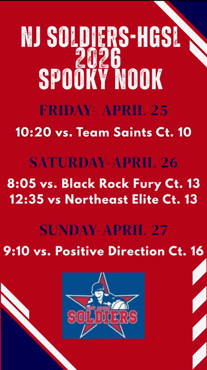 🚨Here’s the Soldier’s 2026 schedule for weekend! Looking forward to a competitive weekend and showcasing our girls. <a href="/coachkeithbball/">Coach Keith</a> <a href="/kenzie_palek/">McKenzie Palek</a> <a href="/ReillyNagle/">Reilly Nagle</a> <a href="/abbey_cap/">Abbey Cappelletti</a> <a href="/mcnealdejhanee/">dej🫶🏼</a>