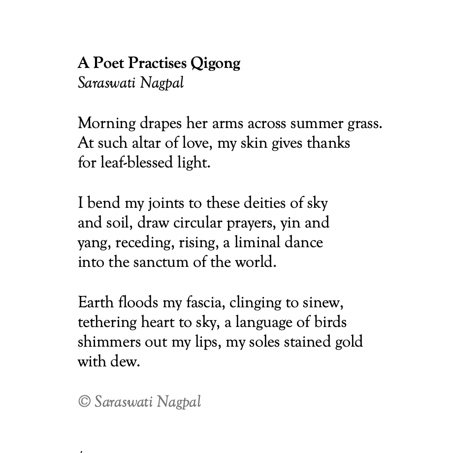 Saraswati Nagpal (@saraswatinagpal) on Twitter photo After stumbling around on a word doc & growing an irrelevant poem, I decided to share this old one for today's "Earth Day" theme over <a href="/TopTweetTuesday/">TopTweetTuesday</a> - 'A Poet Practises Qigong' - thanks for hosting and reading <a href="/daiwoolridge/">Dai Woolridge (Poet)</a> ! After stumbling around on a word doc & growing an irrelevant poem, I decided to share this old one for today's "Earth Day" theme over <a href="/TopTweetTuesday/">TopTweetTuesday</a> - 'A Poet Practises Qigong' - thanks for hosting and reading <a href="/daiwoolridge/">Dai Woolridge (Poet)</a> !
