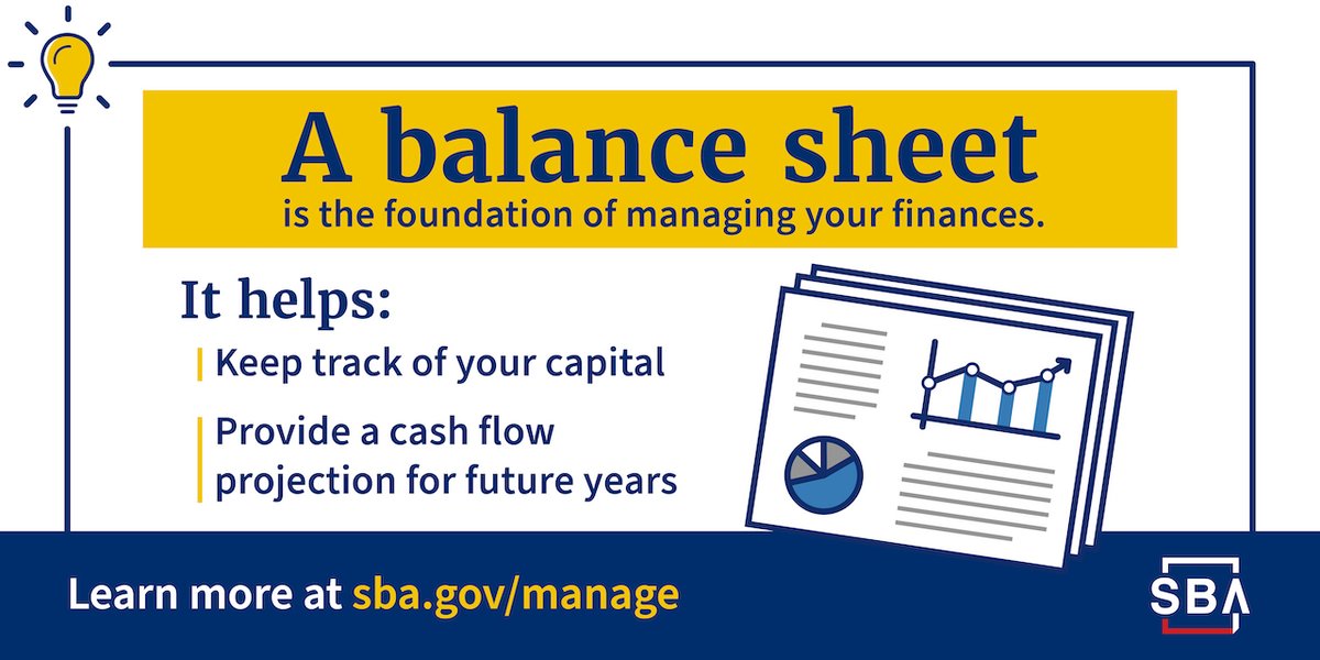 💡 #TuesdayTip: Maintaining a balance sheet can help you manage your business! 

Learn more: sba.gov/manage