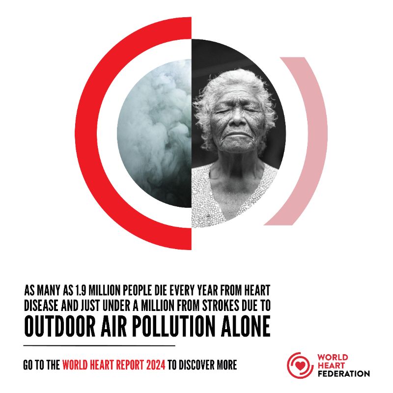The climate crisis is a health crisis.

Last year, our #WorldHeartReport found that more than half of the nearly 7 million deaths due to #AirPollution are from cardiovascular conditions. We can and must do better.

Learn more: worldheart.org/report2024/