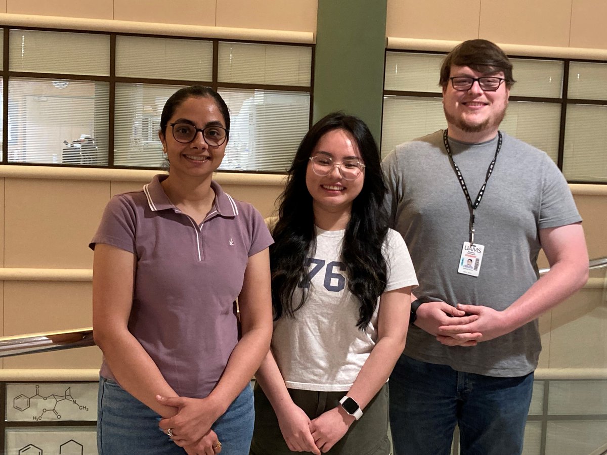 UAMS Biochemistry & Molecular Biology (@uams_biochem) on Twitter photo Congratulations to postdoctoral fellow Preeti Nagar and graduate students Matthew Thompson and Vy Nguyen for their awards for the best cancer research presentations from the Winthrop P. Rockefeller Cancer Institute at Student Research Day. <a href="/uamscancer/">UAMS Cancer</a> <a href="/uamshealth/">UAMS Health</a> <a href="/UAMSGradSchool/">UAMS Graduate School</a> Congratulations to postdoctoral fellow Preeti Nagar and graduate students Matthew Thompson and Vy Nguyen for their awards for the best cancer research presentations from the Winthrop P. Rockefeller Cancer Institute at Student Research Day. <a href="/uamscancer/">UAMS Cancer</a> <a href="/uamshealth/">UAMS Health</a> <a href="/UAMSGradSchool/">UAMS Graduate School</a>