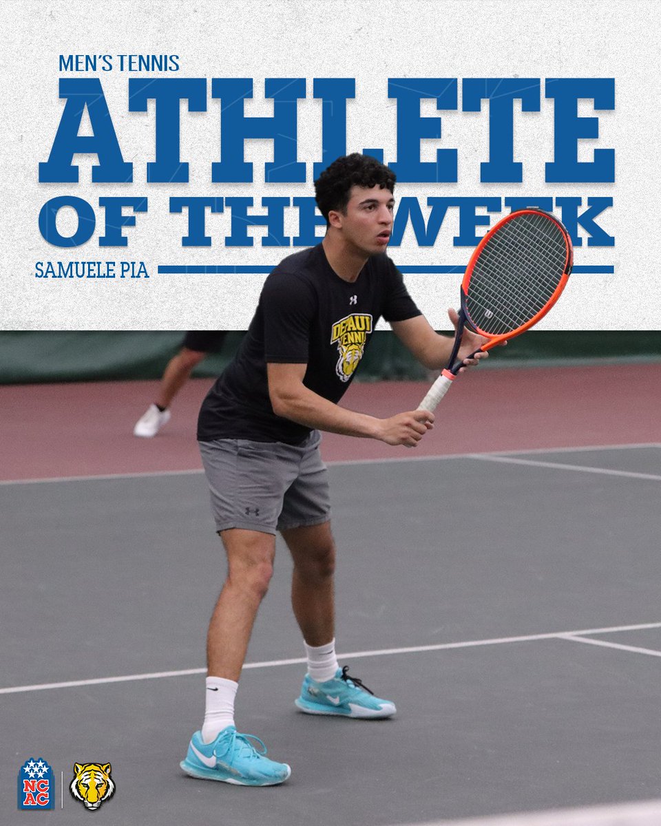 Congratulations to Samuele Pia of <a href="/DePauwTennis/">DePauw Tennis</a> on earning <a href="/NCAC/">NCAC</a> Men's Tennis Athlete of the Week honors! #NCACPride

#NCACFamily | #ncacmten

📰 | tinyurl.com/348badf8