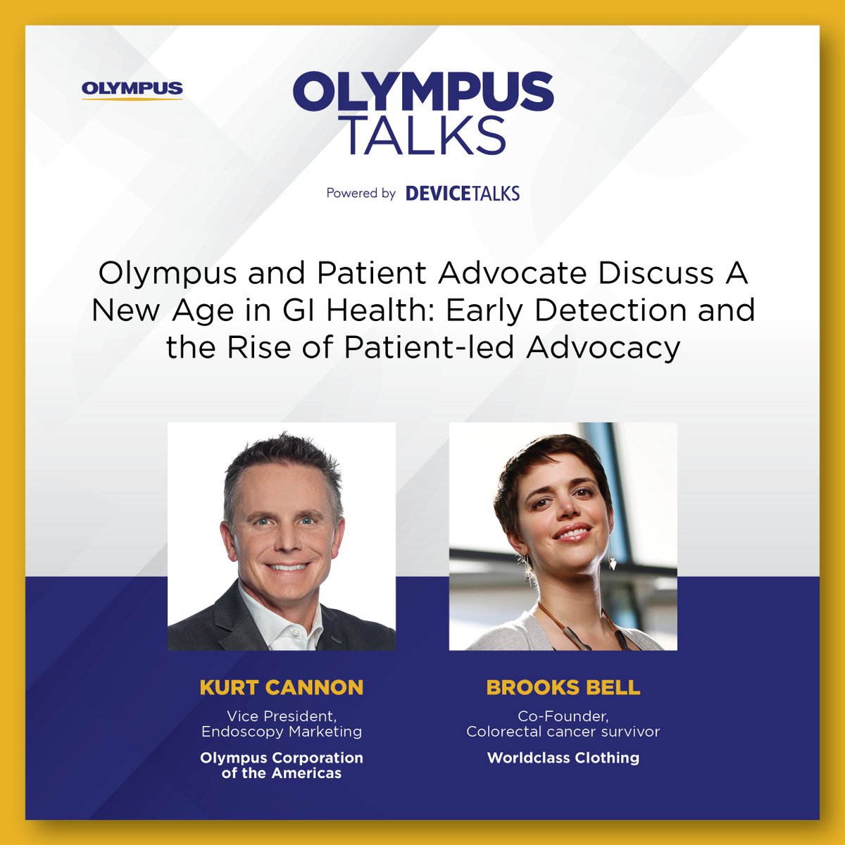 Early detection can save lives. Stay tuned for the first episode of #OlympusTalks with Olympus' Kurt Cannon and @BrooksBell. Learn about the latest innovations in endoscopy and the power of patient advocacy. #colorectalcancerawareness #podcast