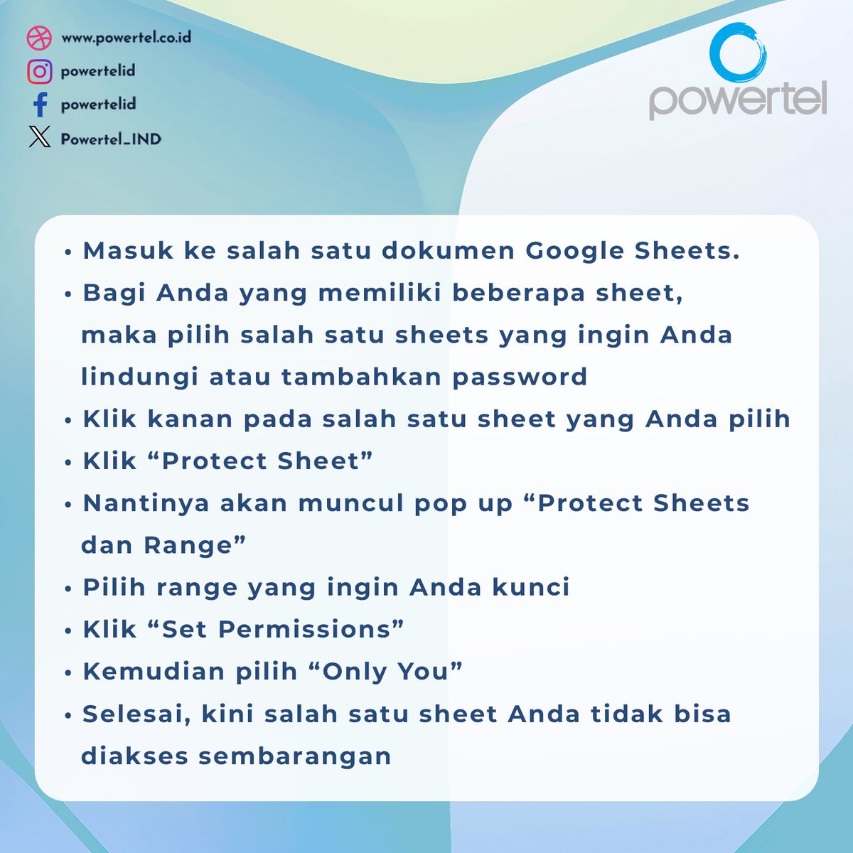 Powertel_IND's tweet image. Cara Batasi Akses Google Sheets agar Tidak Bisa Diedit Sembarangan
#GoogleSheets #TipsGoogleSheets #CaraMengunciFile #KeamananData #BatasiAkses #FileRahasia #TutorialGoogleSheets #PanduanGoogleSheets #KunciFileOnline #CaraBatasiAkses #BelajarGoogleSheets #PowertelId