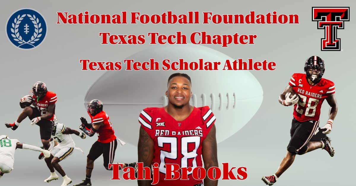NFFTexasTech's tweet image. Congratulations @TexasTech, @TexasTechFB, 2025
@NFFTexasTech 𝘾𝙤𝙡𝙡𝙚𝙜𝙞𝙖𝙩𝙚 Scholar Athlete – Tahj Brooks‼️
@just_tahj | @JoeyMcGuireTTU | @NFFNetwork