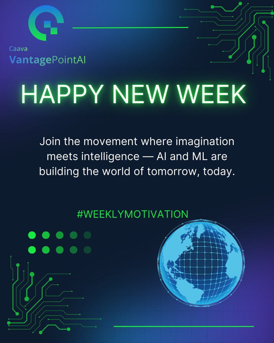 𝗛𝗮𝗽𝗽𝘆 𝗡𝗲𝘄 𝗪𝗲𝗲𝗸! 
In a world powered by data, imagination fuels innovation. AI and ML aren’t just buzzwords — they’re the building blocks of tomorrow. Let’s keep pushing boundaries and creating the future, today.
#AIInnovation #MachineLearning #Insurtech #Insurance